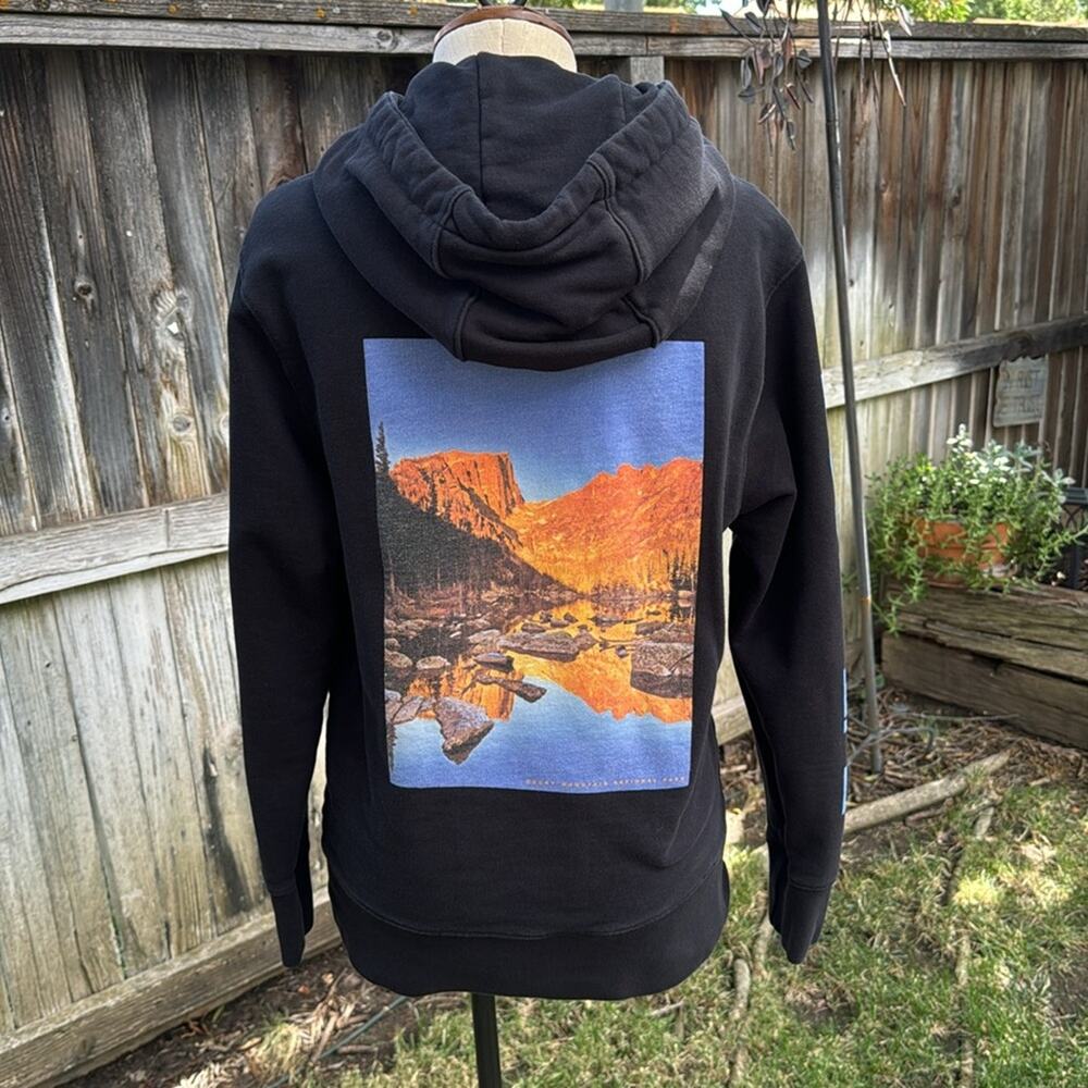 Rocky Mountain National Park Black Pullover Hoodie Sweatshirt Women's Size Small